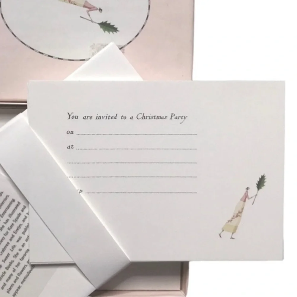 Vintage Christmas Party Invitations Laura Stoddart 12 Cards 12 Envelope 2001 YTK